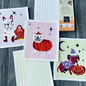 Swedish Dishcloths Set Halloween Dogs
